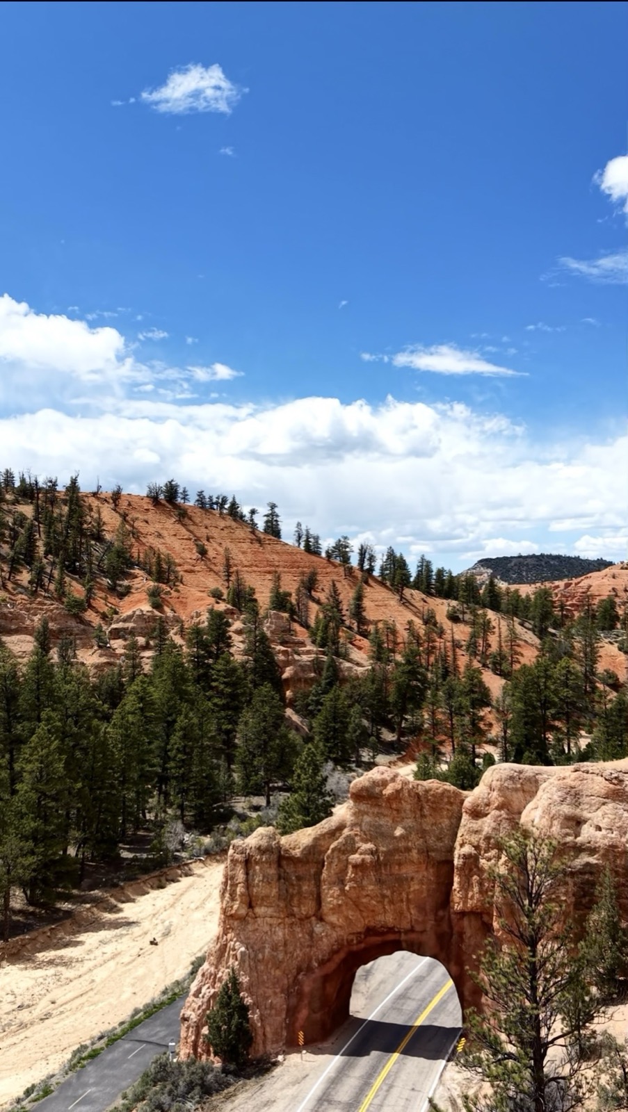 Aerial of a red rock arch, Utah